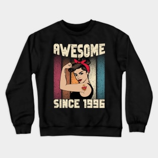 Awesome since 1996,26th Birthday Gift women 26 years old Birthday Crewneck Sweatshirt